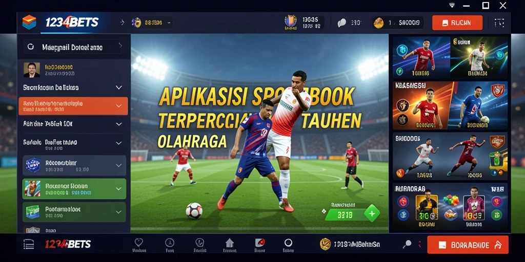 Tampilan antarmuka aplikasi 1234BETS saat pengguna melakukan taruhan olahraga.