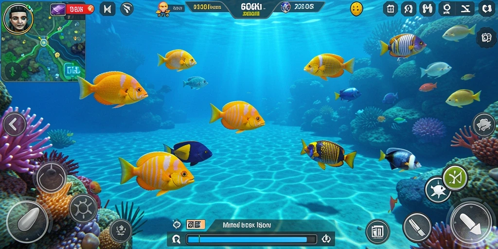 Screenshot gameplay 66K yang menunjukkan aksi menembak ikan.