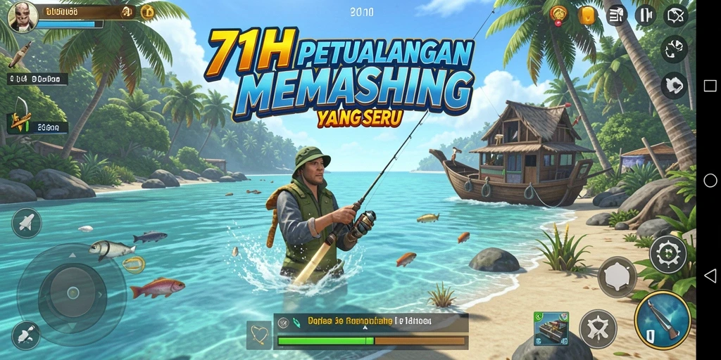 Tangkapan ikan besar dalam gameplay memancing yang seru.