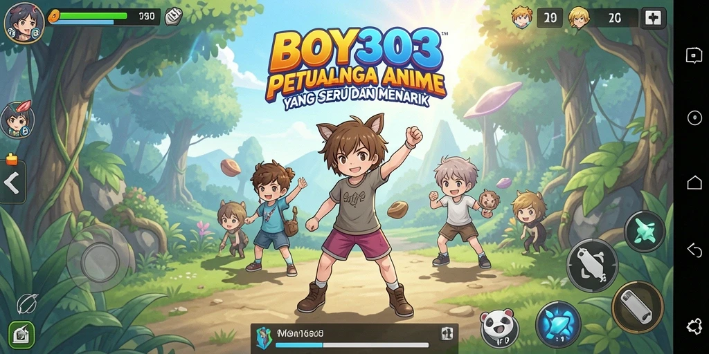 Tampilan gameplay menarik dengan karakter anime yang colorful.