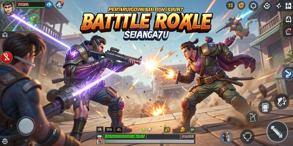 Gameplay seru di DEWANAGA77 dengan pertarungan Battle Royale.