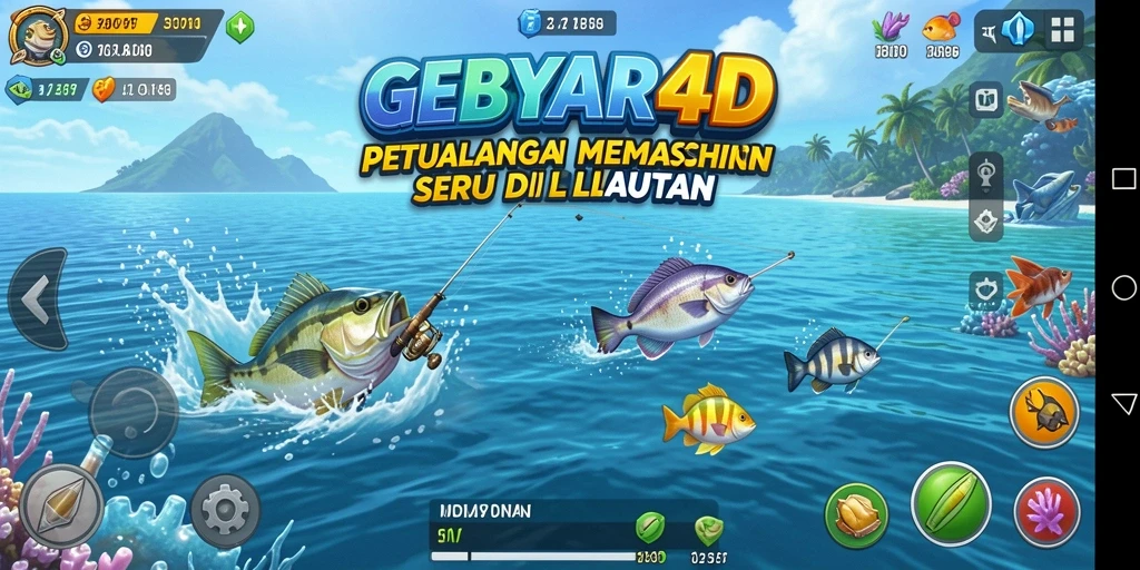 Tampilan gameplay GEBYAR4D yang memukau saat memancing.