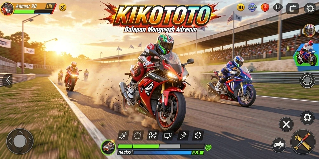 Gameplay seru KIKOTOTO dalam balapan motor yang menegangkan.