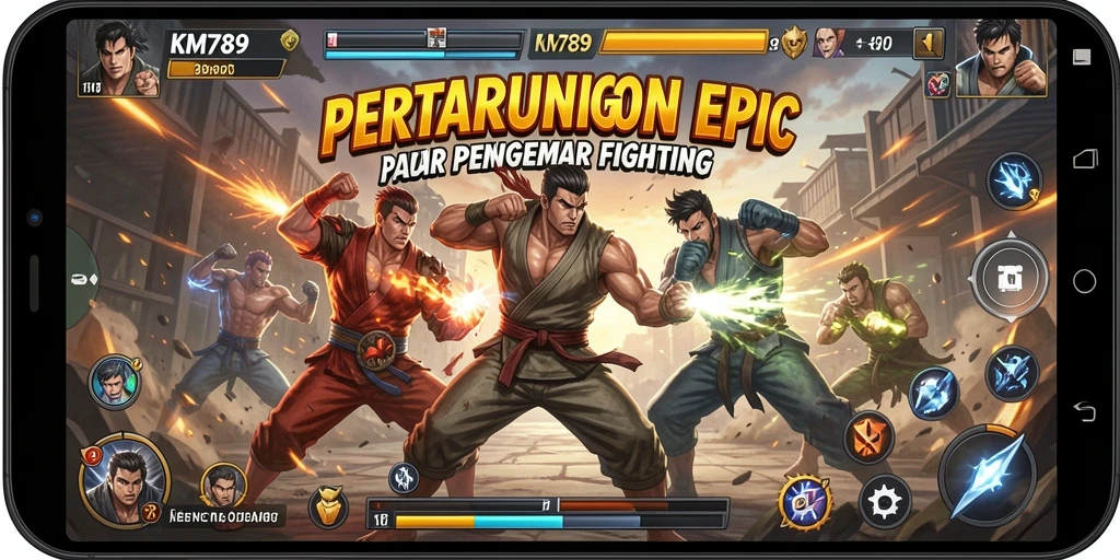 Tangkapan layar gameplay KM789 menunjukkan aksi pertarungan yang intens dan mendebarkan.