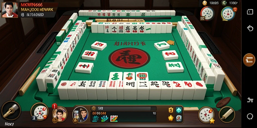 Tampilan gameplay menarik dari MKWIN666 dengan visual Mahjong yang menawan.