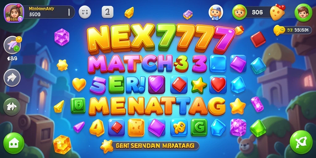 Screenshot gameplay NEX777 menampilkan aksi Match-3 yang seru.