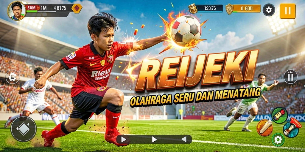 Tampilan gameplay menegangkan dalam game olahraga REJEKI dengan grafis berkualitas.