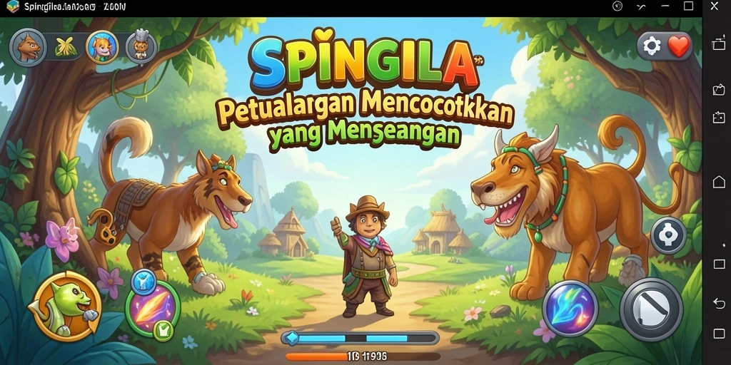 Tangkapan layar SPINGILA menampilkan permainan Match-3 yang ceria dan penuh warna.