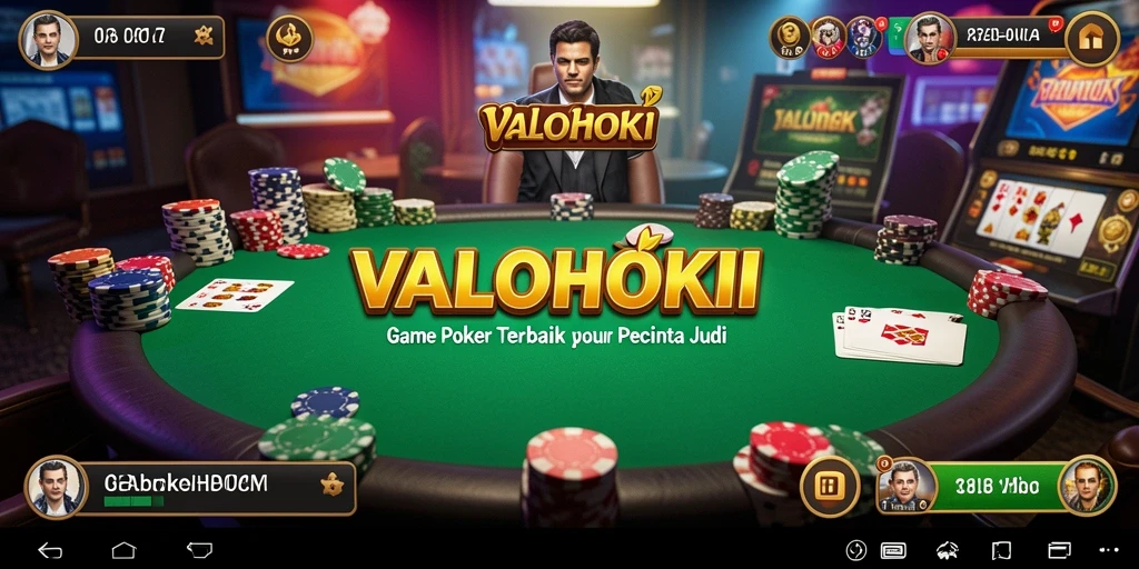 Tampilan gameplay VALOHOKI dengan meja poker interaktif.